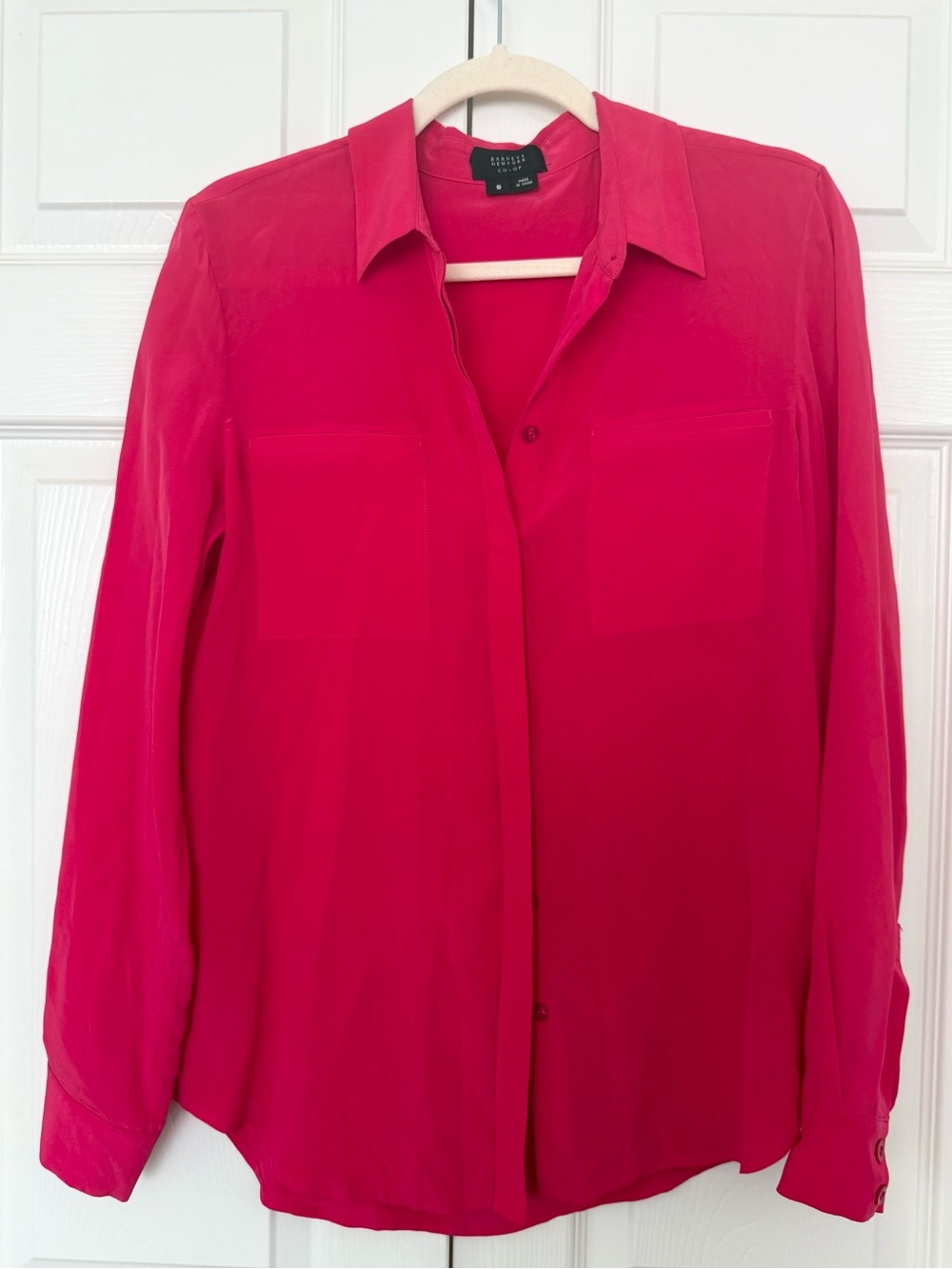 Barneys New York Co-Op Pink Silk Button-Front Blouse | Size S